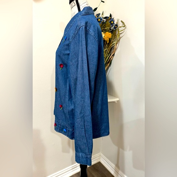 Lemon Grass Denim multicolor Embroidered denim Style Button down Top Size Large - Picture 4 of 7
